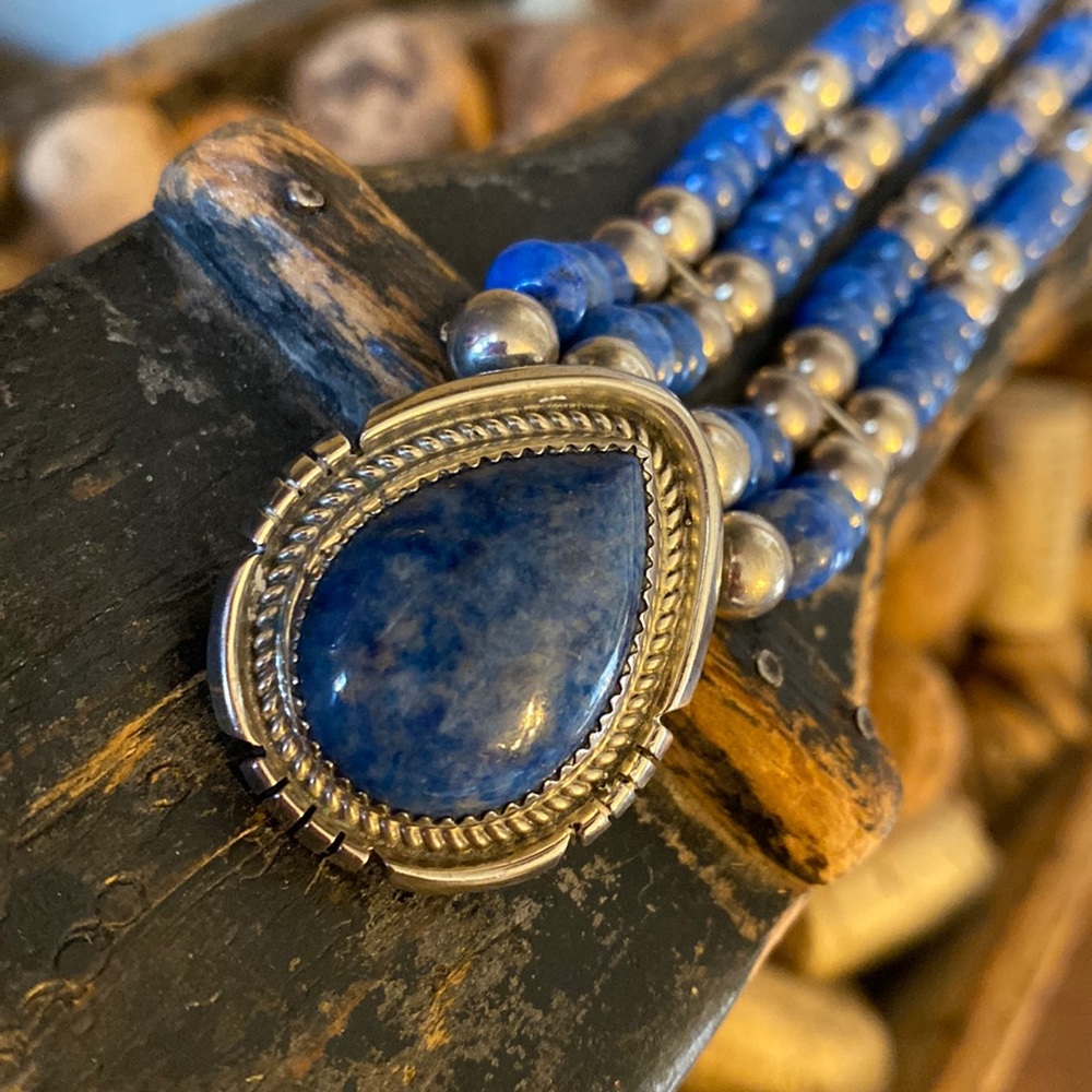 Native American Navajo IHMSS Jon McCray Sterling Silver Lapis Pendant - Picture 4 of 7